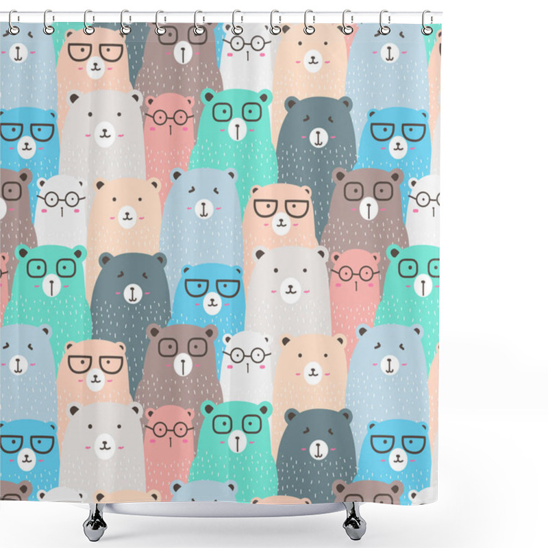 Personality  Hand Drawn Bears Vector Pattern Background. Fun Doodle. Handmade Vector Illustration. Shower Curtains