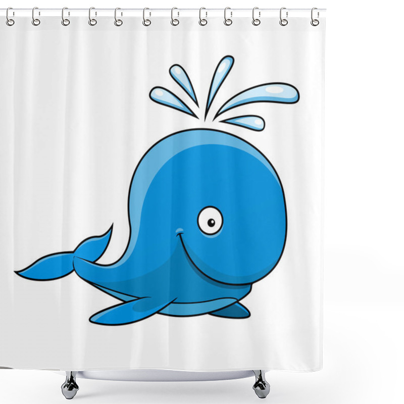 Personality  Happy Little Blue Cartoon Whale Shower Curtains