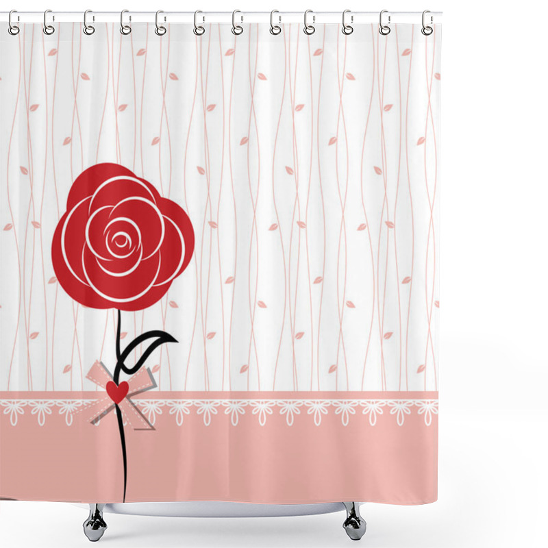 Personality  Card Design With Red Rose Shower Curtains