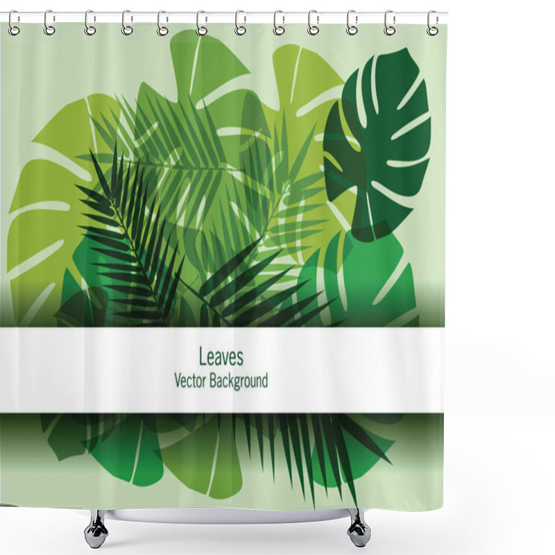 Personality  Abstract Vecto Palm Leaves Background. Bright Green Tropical Palms Leaves.Green Leaves Illustration. Shower Curtains