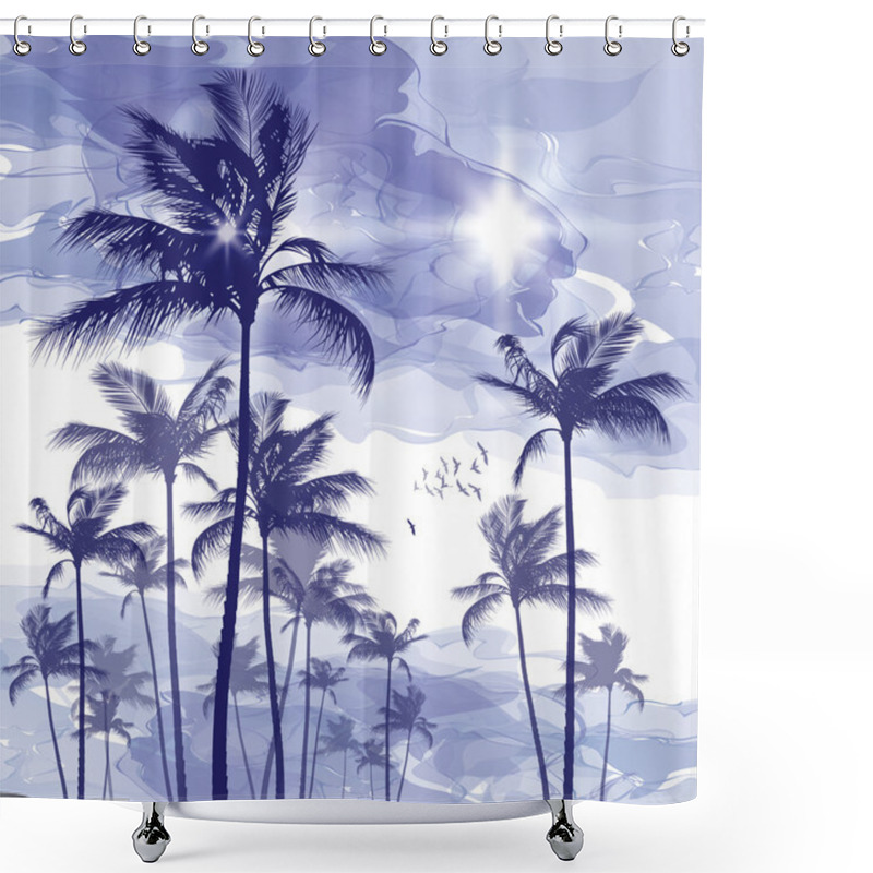 Personality  Palm Trees At Sunset Shower Curtains