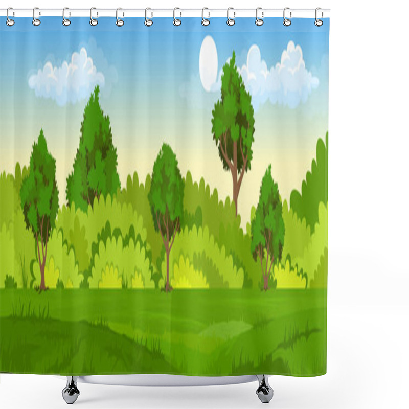 Personality  Summer Landscape With Fields And Green Hills Shower Curtains