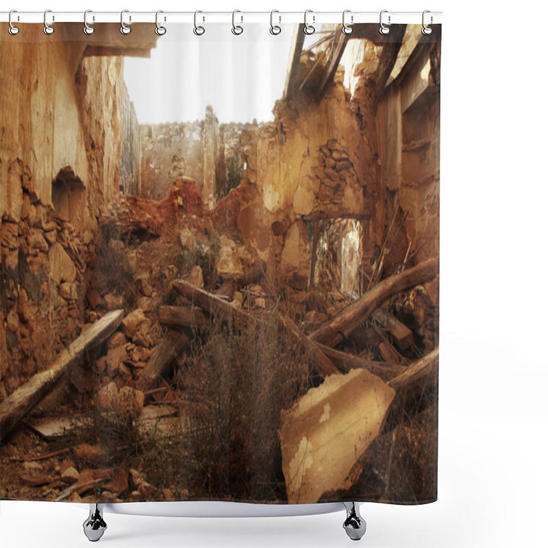 Personality  Old Ruined House Destroyed During Earthquake Shower Curtains