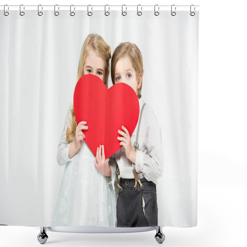 Personality  Kids Holding Red Heart Shower Curtains