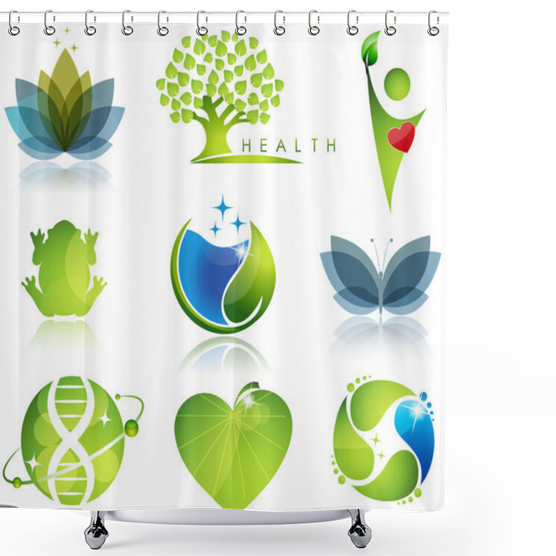 Personality  Wellness And Ecology Symbols Shower Curtains