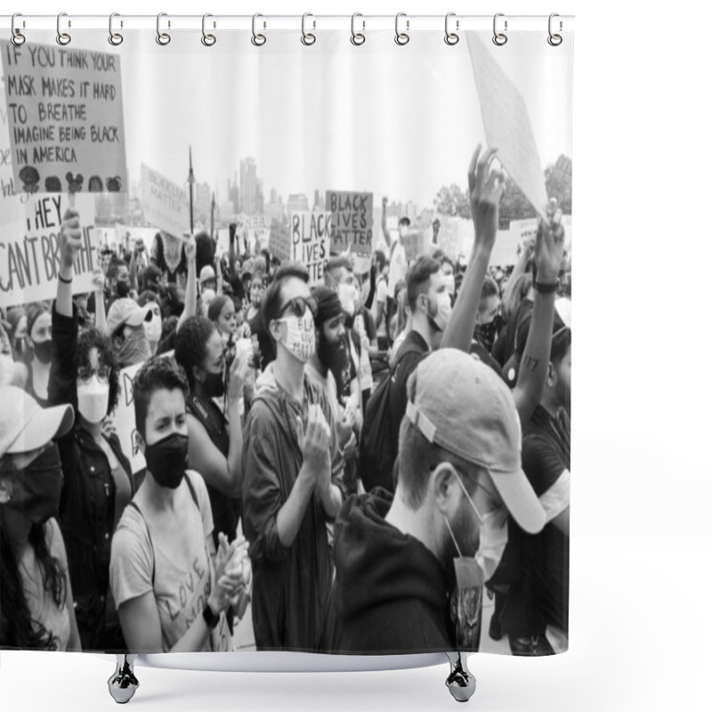 Personality  Hoboken, NJ / USA - June 5th, 2020: Black Lives Matter Peaceful Protest In Hoboken, NJ Hoboken, NJ / USA - June 5th, 2020: Black Lives Matter Peaceful Protest In Hoboken, NJ  Shower Curtains