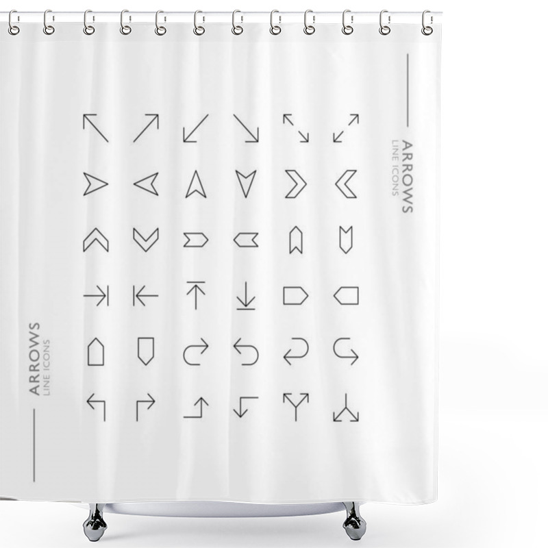 Personality  Arrows And Signs Minimalistic Slim Modern Line Icons Shower Curtains