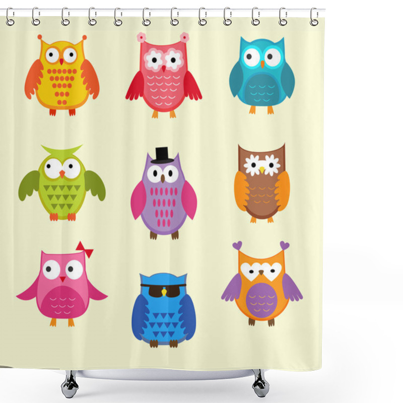 Personality  Vector Set Of Cute Owls Shower Curtains