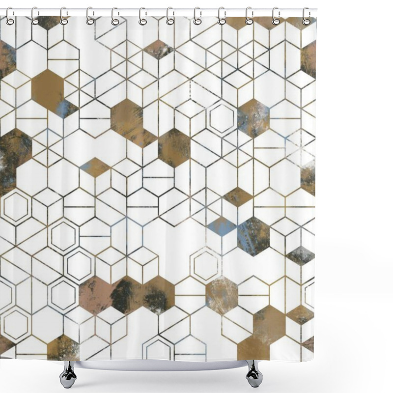 Personality  Seamless Neutral And White Grungy Classic Abstract Surface Pattern Design For Print. Shower Curtains