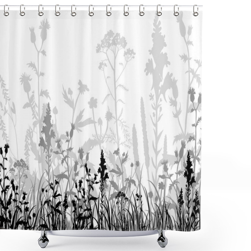 Personality  Silhouettes Of Flowers And Grass Shower Curtains