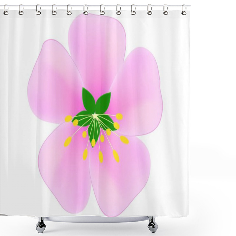 Personality  Vector Image Of Pink Sakura Flower On White Background. Shower Curtains