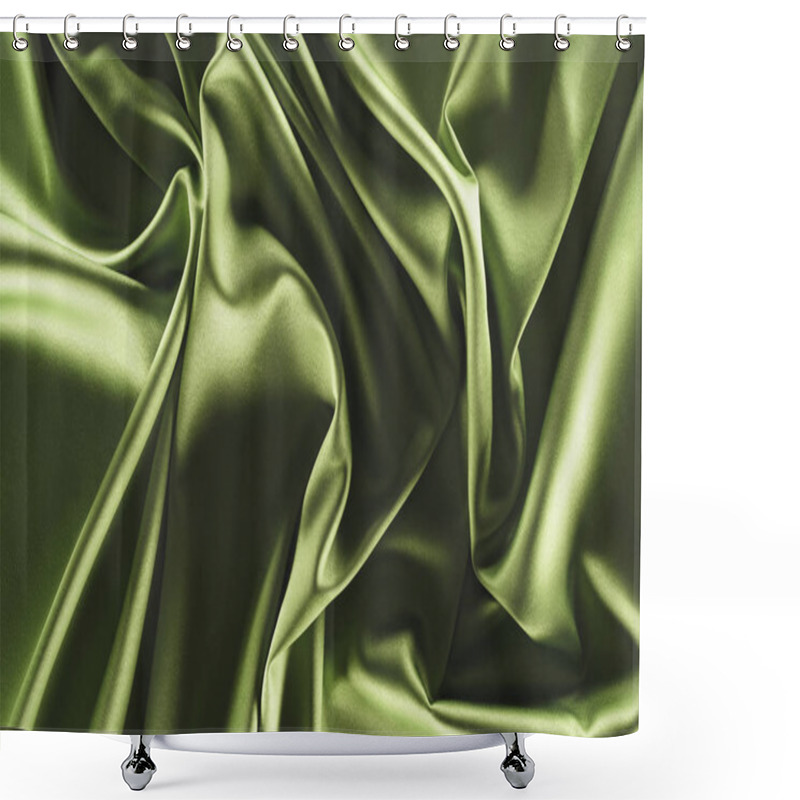 Personality  Close Up View Of Elegant Green Silk Cloth As Backdrop Shower Curtains