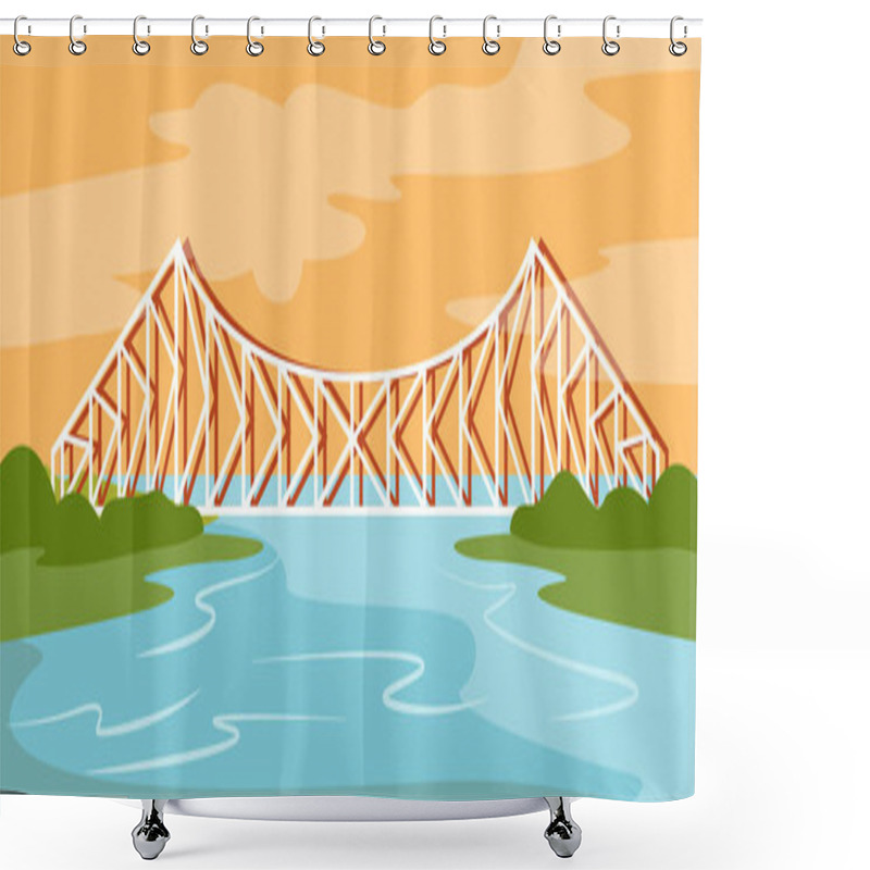 Personality  Howrah Bridge Kolkata, West Bengal, India Vector Illustration Shower Curtains