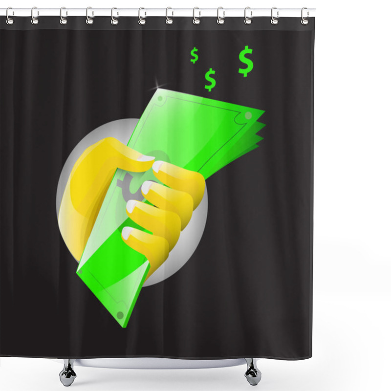 Personality  Money In The Hand. Vector Shower Curtains