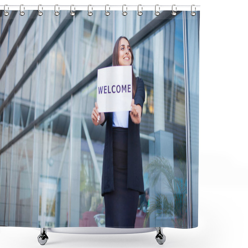 Personality  Women Business With The Poster With Welcome Message. Shower Curtains