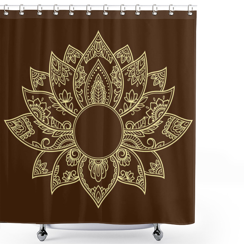 Personality  Mehndi Lotus Flower Pattern For Henna Drawing And Tattoo. Decoration In Ethnic Oriental, Indian Style. Shower Curtains