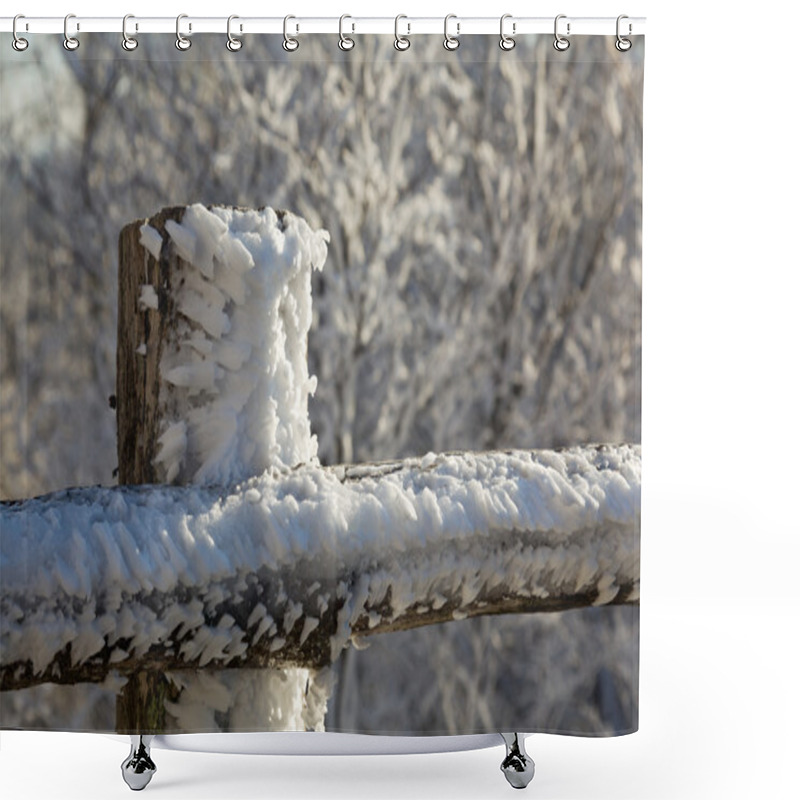 Personality  Frozen Snow On Wooden Fencing Shower Curtains