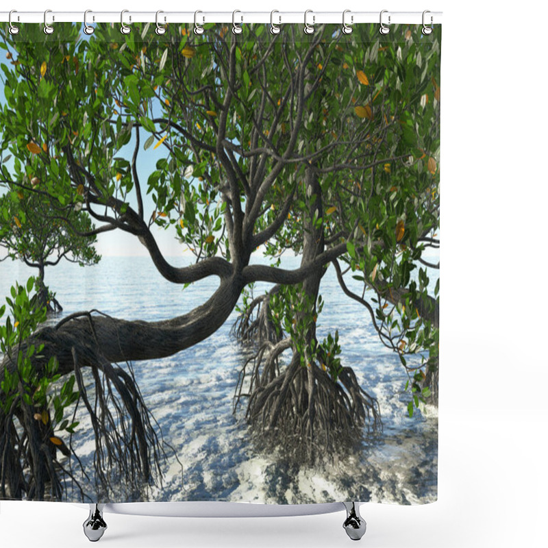 Personality  Red Mangroves On Florida Coast 3d Rendering Shower Curtains