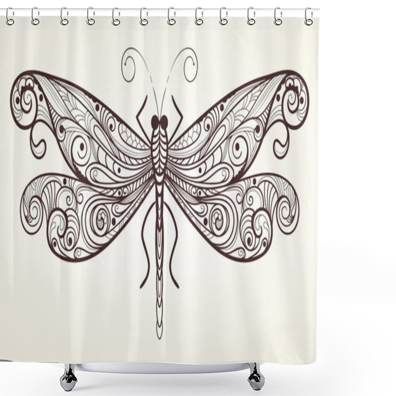 Personality  Vector Dragonfly With Unique Pattern Shower Curtains