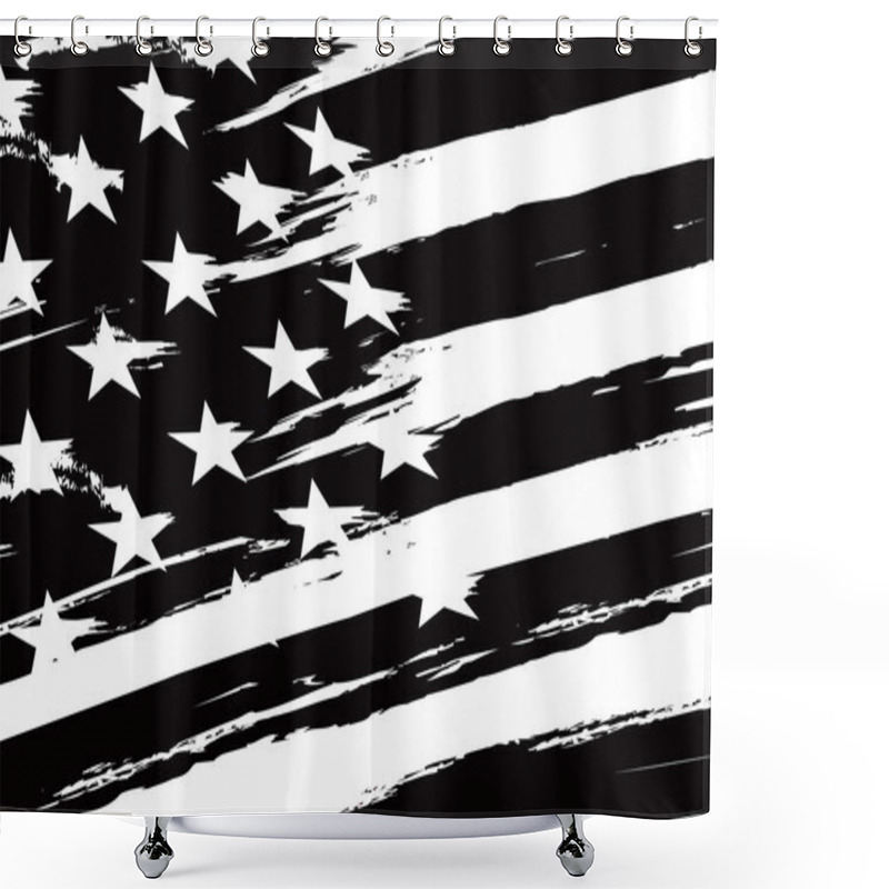 Personality  Black And White American Flag. Shower Curtains