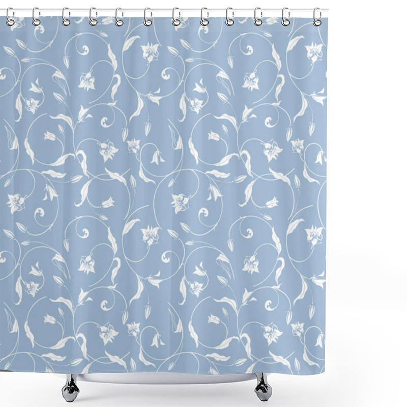 Personality  Seamless Pattern With Wild Bell Flowers, Braided In Celtic Ornament. Shower Curtains