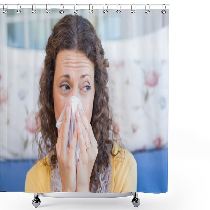 Personality  Sick Woman Blowing Her Nose Shower Curtains