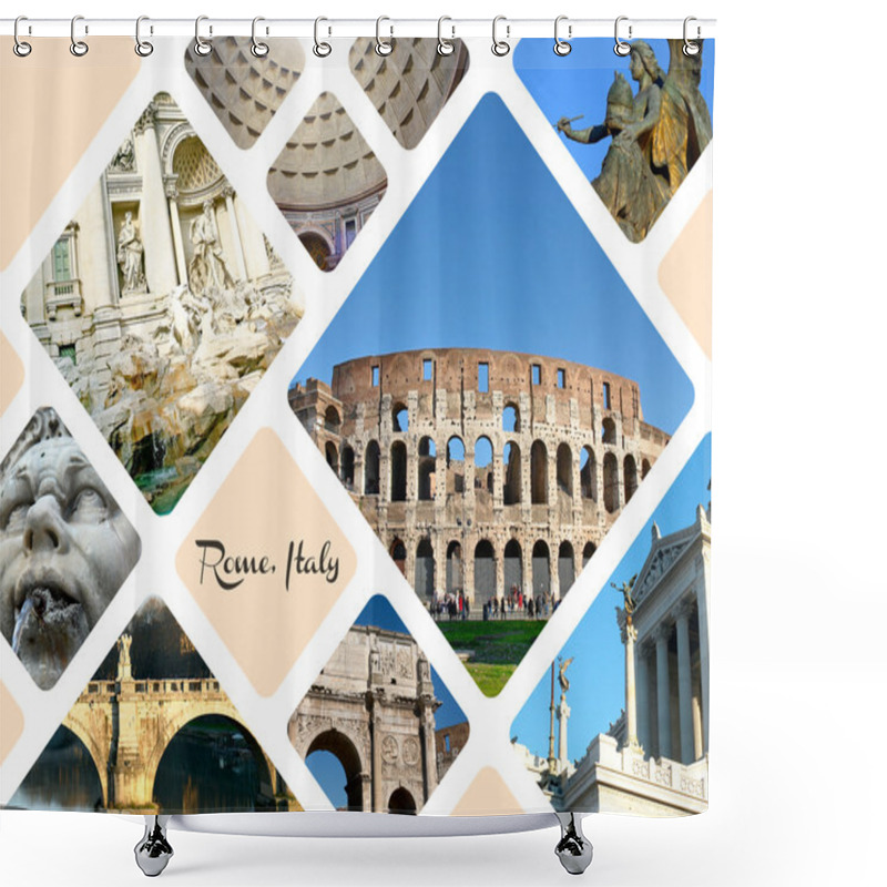 Personality  Set Of Historic Places Of Rome City, Italy Shower Curtains