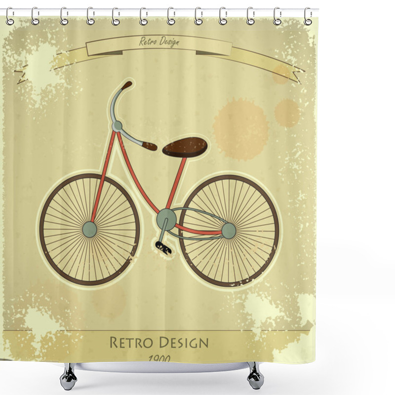 Personality  Retro Bicycle Card Shower Curtains