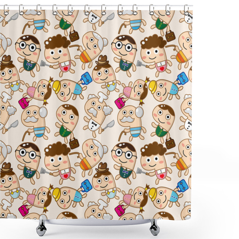 Personality  Seamless Family Pattern Shower Curtains