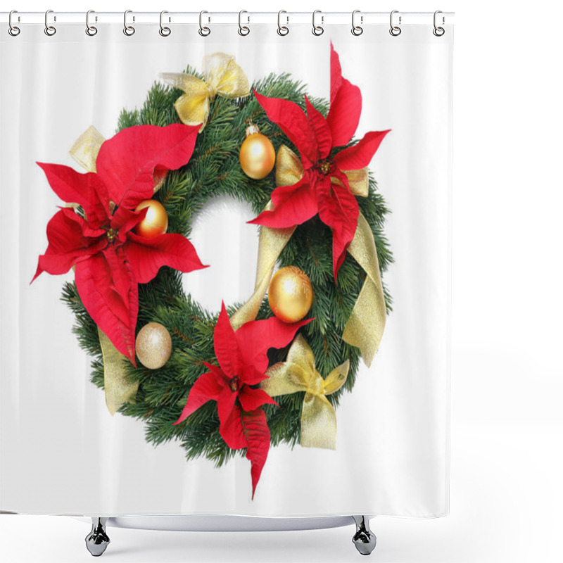 Personality  Beautiful Christmas Wreath Shower Curtains