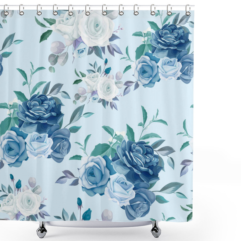 Personality  Seamless pattern beautiful flower and leaves design shower curtains