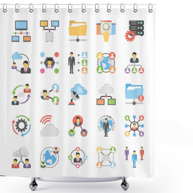 Personality  Communication And Networking Icons Set Shower Curtains