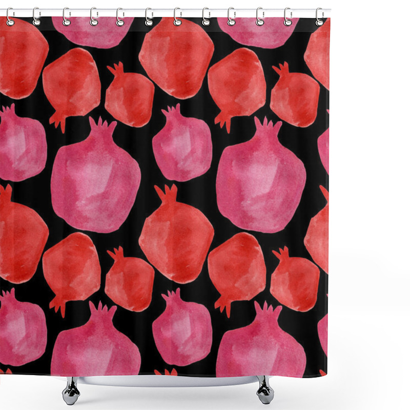 Personality  Hand Drawn Bright Pomegranates On A Black Background Shower Curtains