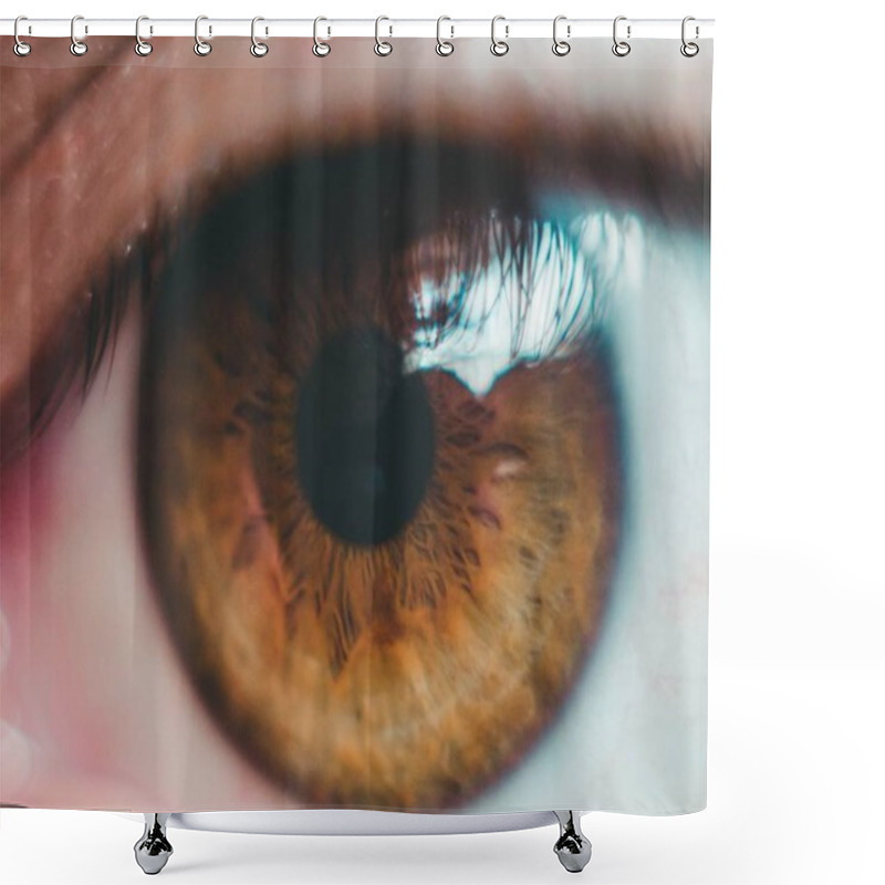 Personality  Close Up Shot Of A Light Brown Eye Shower Curtains