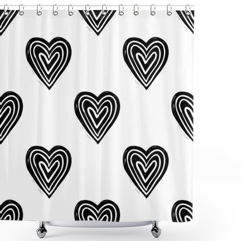 Personality  Seamless Pattern With Hearts Shower Curtains