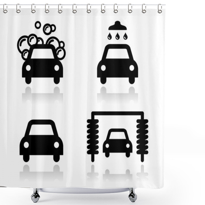 Personality  Car Wash Icons Set - Vector Shower Curtains