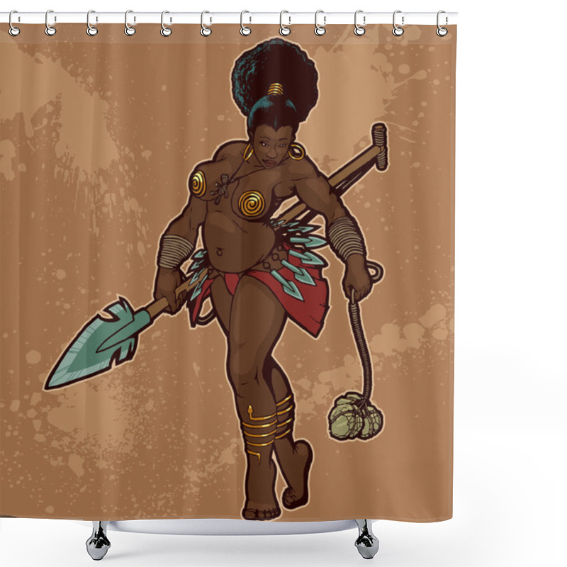 Personality  Black Woman Warrior Shower Curtains