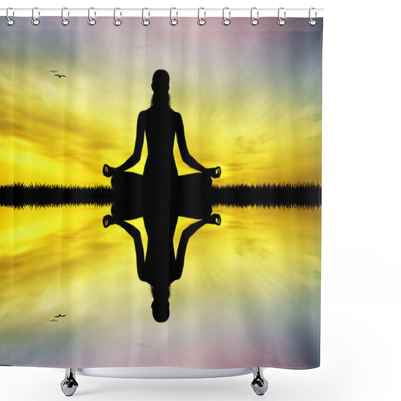 Personality  Yoga Silhouette Shower Curtains