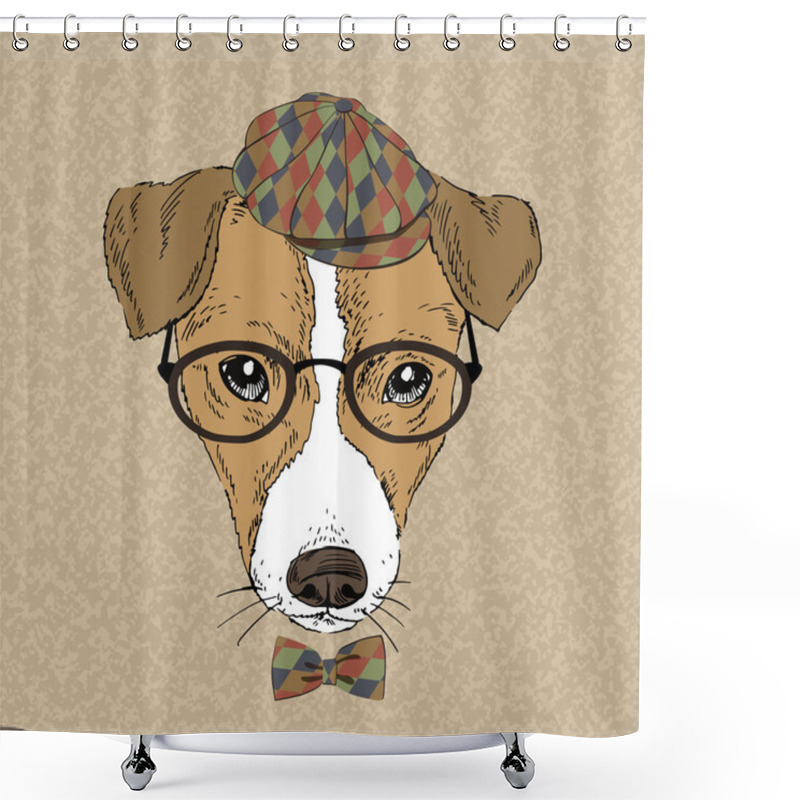 Personality  Hand Drawn Vector Fashion Portrait Of Jack Russell Terrier Shower Curtains