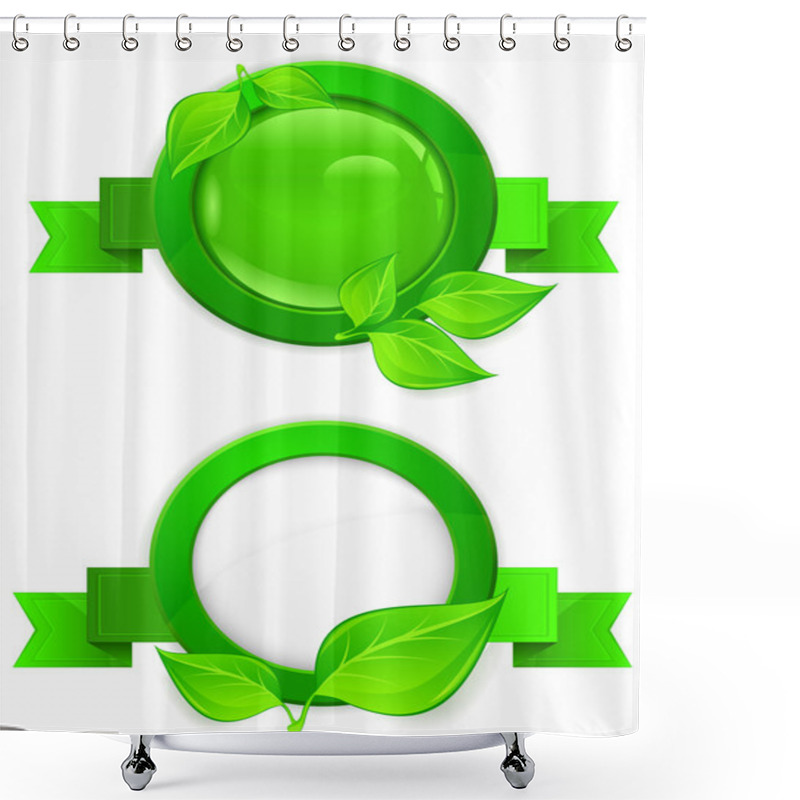 Personality  Green Circle Icon Shower Curtains