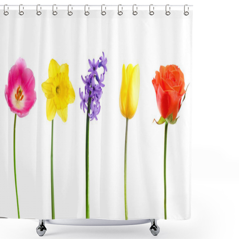 Personality  Beautiful Flowers Isolated On White Shower Curtains