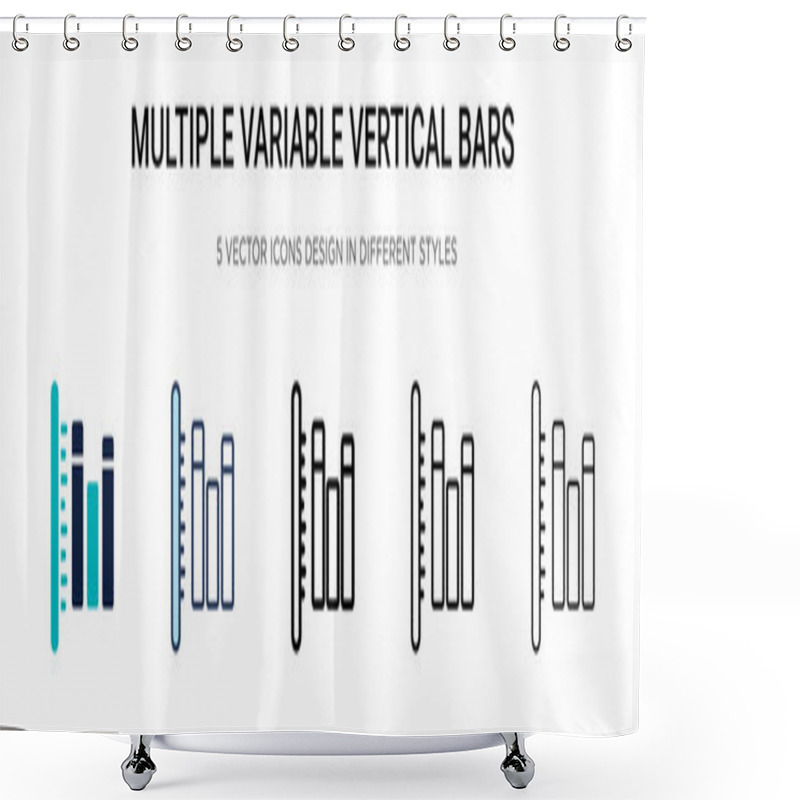 Personality  Multiple Variable Vertical Bars Icon In Filled, Thin Line, Outline And Stroke Style. Vector Illustration Of Two Colored And Black Multiple Variable Vertical Bars Vector Icons Designs Can Be Used For Shower Curtains