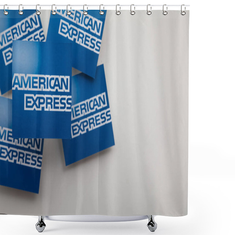 Personality  LONDON, UK - January 15th 2020: American Express Brand Logo Printed Onto Paper Shower Curtains