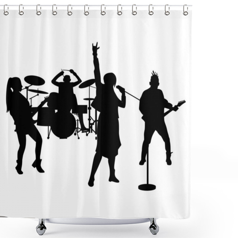 Personality  Silhouette Image Of A Band On A White Background. Perfect For Stickers, Logos, Icons And Tattoos Shower Curtains