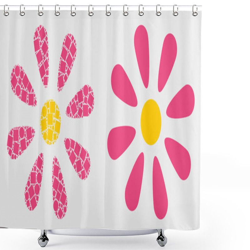 Personality  Pixelated And Flat Vector Flower Icon Shower Curtains