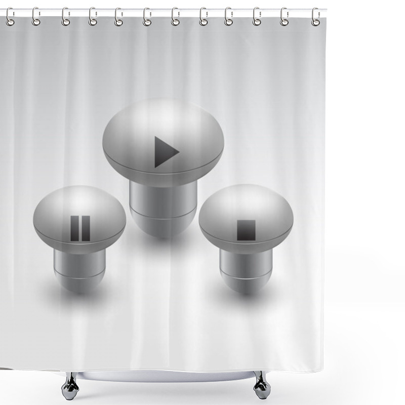 Personality  Vector Set Of Media Buttons. Shower Curtains