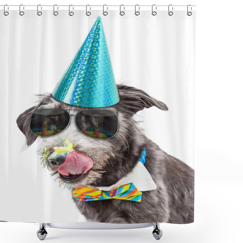 Personality  Funny Dog Eating Birthday Cake Shower Curtains