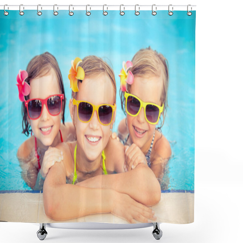 Personality  Happy Children In The Swimming Pool Shower Curtains