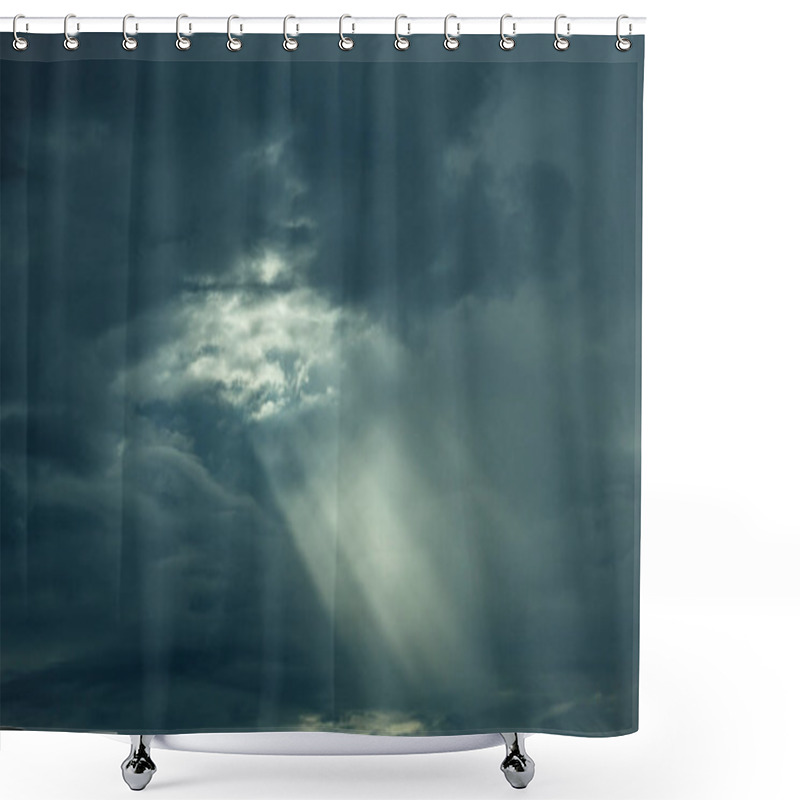 Personality  The Sun's Rays At Sunset Making Their Way Through The Clouds. Shower Curtains