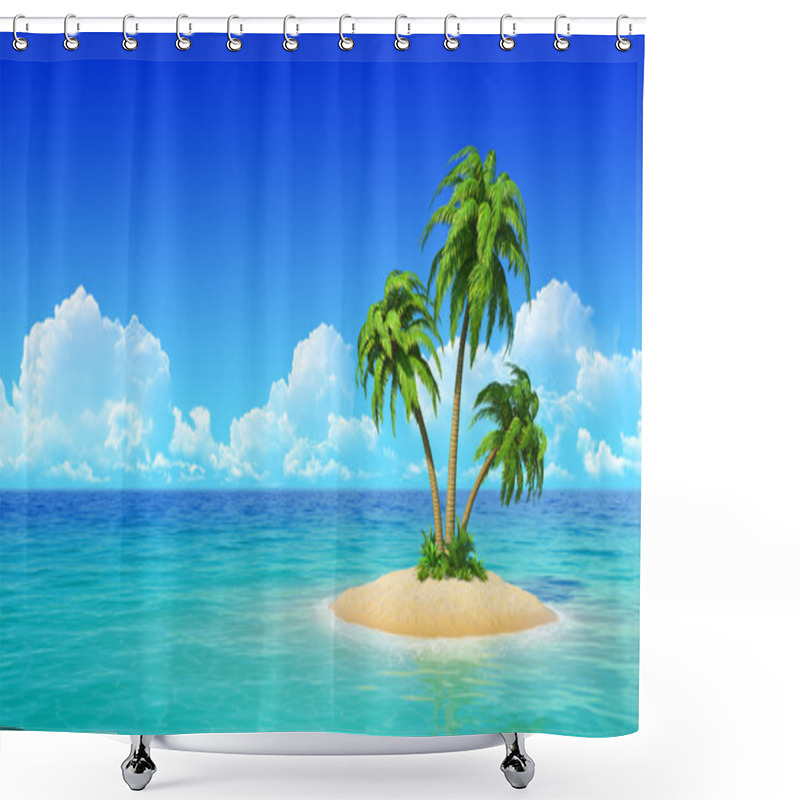 Personality  Tropical Island With Palms. Shower Curtains